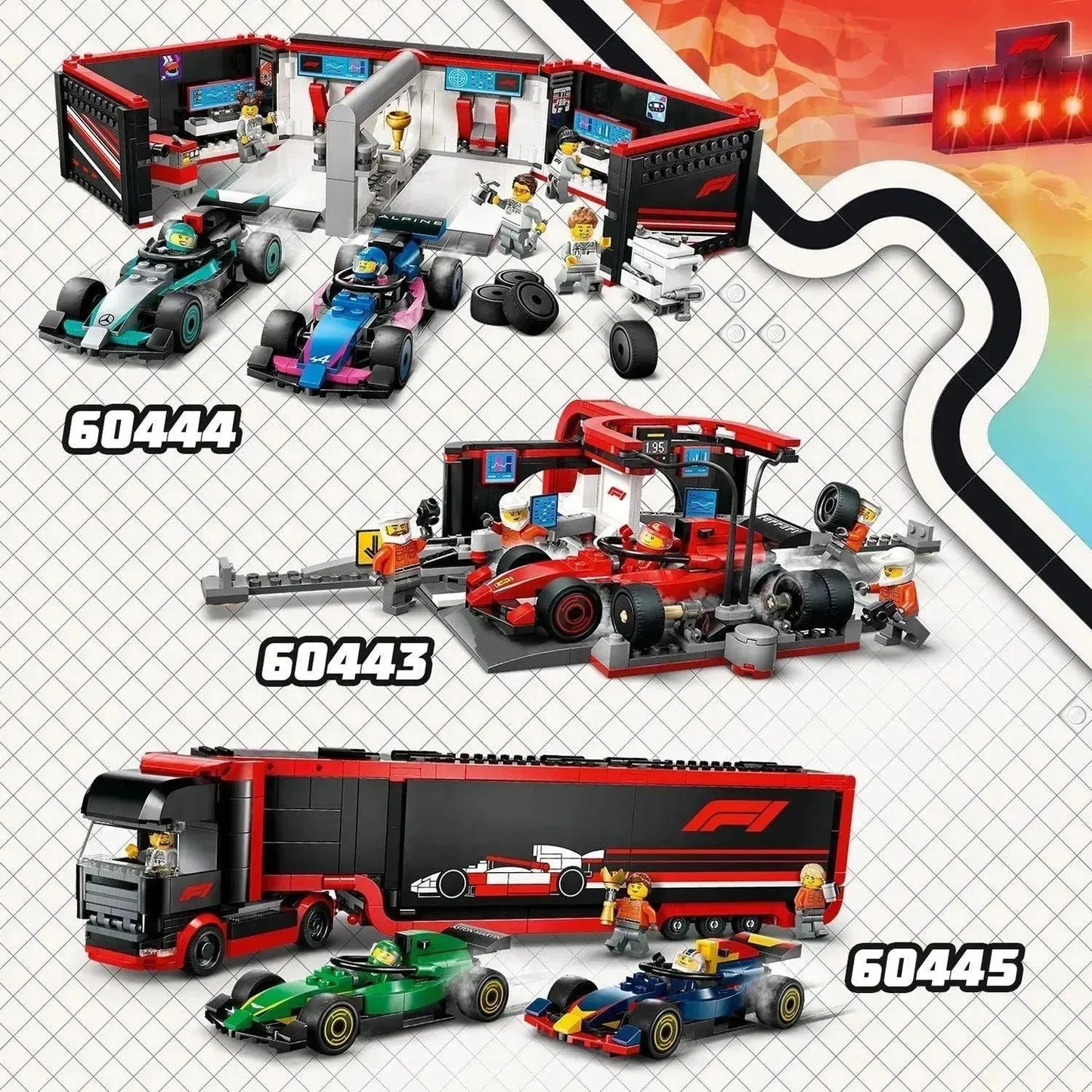 LEGO Formel 1 Kombi-Angebot: 60444, 60443 & 60445 Teile Formel 1 Autos