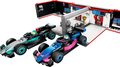 LEGO Pitbox mit Mercedes AMG und Alpine F1 Autos 60444 City