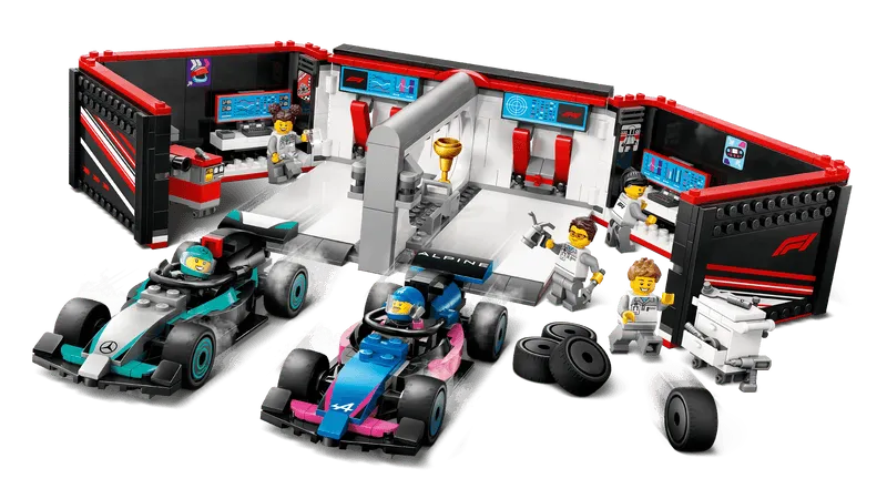 LEGO Pitbox mit Mercedes AMG und Alpine F1 Autos 60444 City