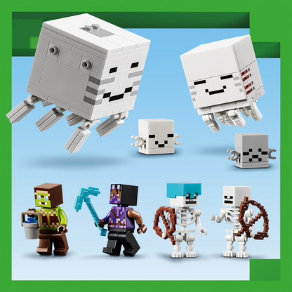 LEGO Minecraft Ghast-huis Bouwpakket voor Kinderen met 8 Figuren Incl. 2 Skeletten en 4 Ghasts met Accessoires - Kinderkamer Decoratie - Cadeau voor Jongens, Meisjes en Gamers vanaf 9 Jaar - 21597