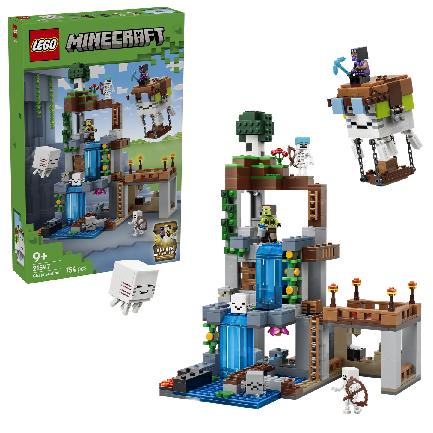 LEGO Minecraft Ghast-huis Bouwpakket voor Kinderen met 8 Figuren Incl. 2 Skeletten en 4 Ghasts met Accessoires - Kinderkamer Decoratie - Cadeau voor Jongens, Meisjes en Gamers vanaf 9 Jaar - 21597