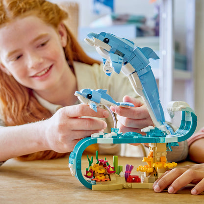 LEGO® Creator 3in1 Zeedieren: Prachtige Dolfijnen - Bouw Om tot een Zeepaardje of Krab - 31385
