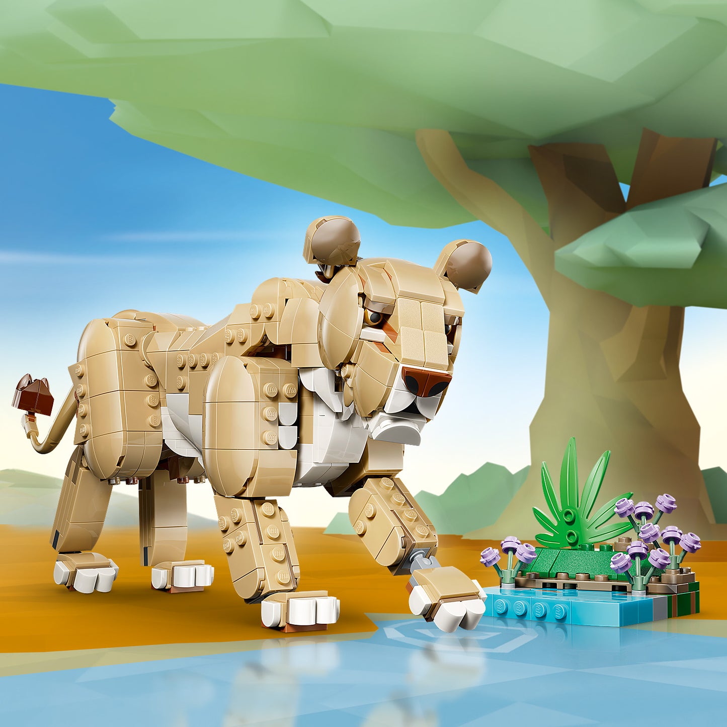 LEGO Creator 3in1 Wilde Dieren: Majestueuze Leeuw Speelgoed - Dieren Figuur Verandert in Leeuwin en 2 Welpen - Kinderkamer Decoratie - Cadeau voor Meisjes en Jongens Vanaf 9 Jaar - 31386