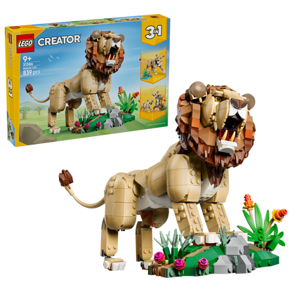 LEGO Creator 3in1 Wilde Dieren: Majestueuze Leeuw Speelgoed - Dieren Figuur Verandert in Leeuwin en 2 Welpen - Kinderkamer Decoratie - Cadeau voor Meisjes en Jongens Vanaf 9 Jaar - 31386