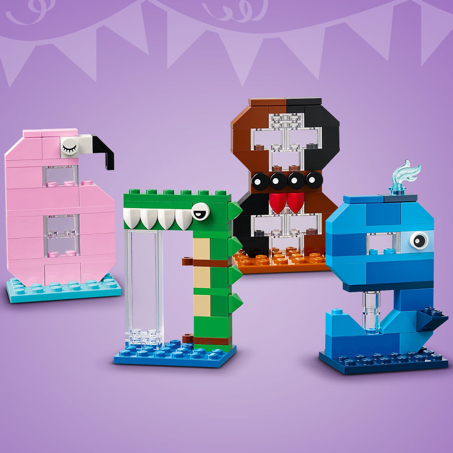 LEGO Verjaardagscijfers Taartdecoratie met Speelgoed Dieren Figuren incl. Hond, Spin en Walvis - Tafeldecoratie en Feestartikel - Cadeau voor Jongens en Meisjes vanaf 6 Jaar - 40807