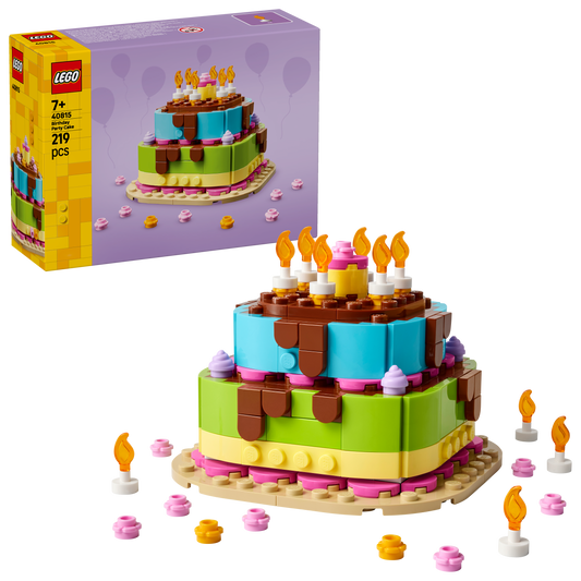 LEGO Verjaardagstaart - Knutselpakket voor Kinderen met Speelgoed Taart met 10 Kaarsen, Glazuur en Bloemen - Tafeldecoratie en Feestartikel - Cadeau voor Jongens en Meisjes vanaf 7 Jaar 40815