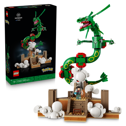 LEGO Pokémon Rayquaza Dieren Figuur Bouwpakket voor Volwassenen - Verstelbare Vliegende Draak met Zinnia en een Ultra Ball - Woondecoratie en Kantoor Decoratie - Cadeau voor Mannen en Vrouwen - 72168