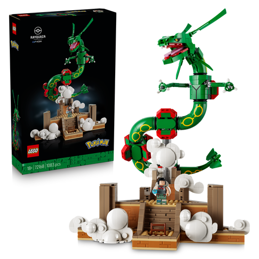 LEGO Pokémon Rayquaza Dieren Figuur Bouwpakket voor Volwassenen - Verstelbare Vliegende Draak met Zinnia en een Ultra Ball - Woondecoratie en Kantoor Decoratie - Cadeau voor Mannen en Vrouwen - 72168