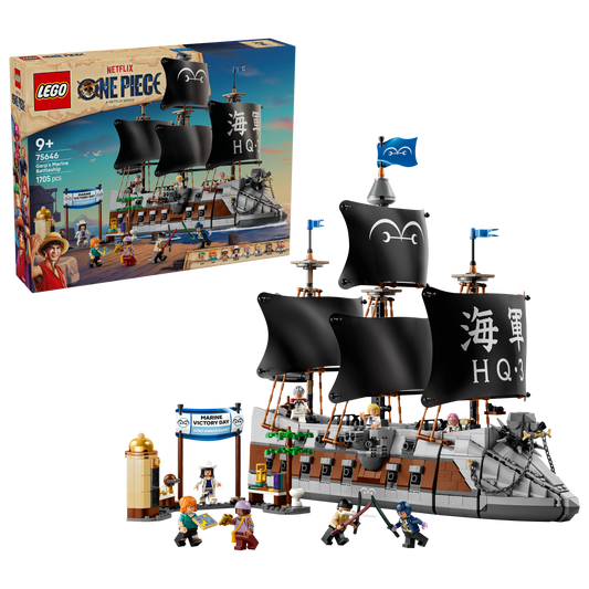 LEGO ONE PIECE Het Slagschip van Garp – Boot Bouwpakket met 8 Minifiguren Incl. Zoro, Usopp en Nami – Kinderkamer Decoratie – Cadeau voor Jongens en Meisjes vanaf 9 Jaar en Fans – 75646