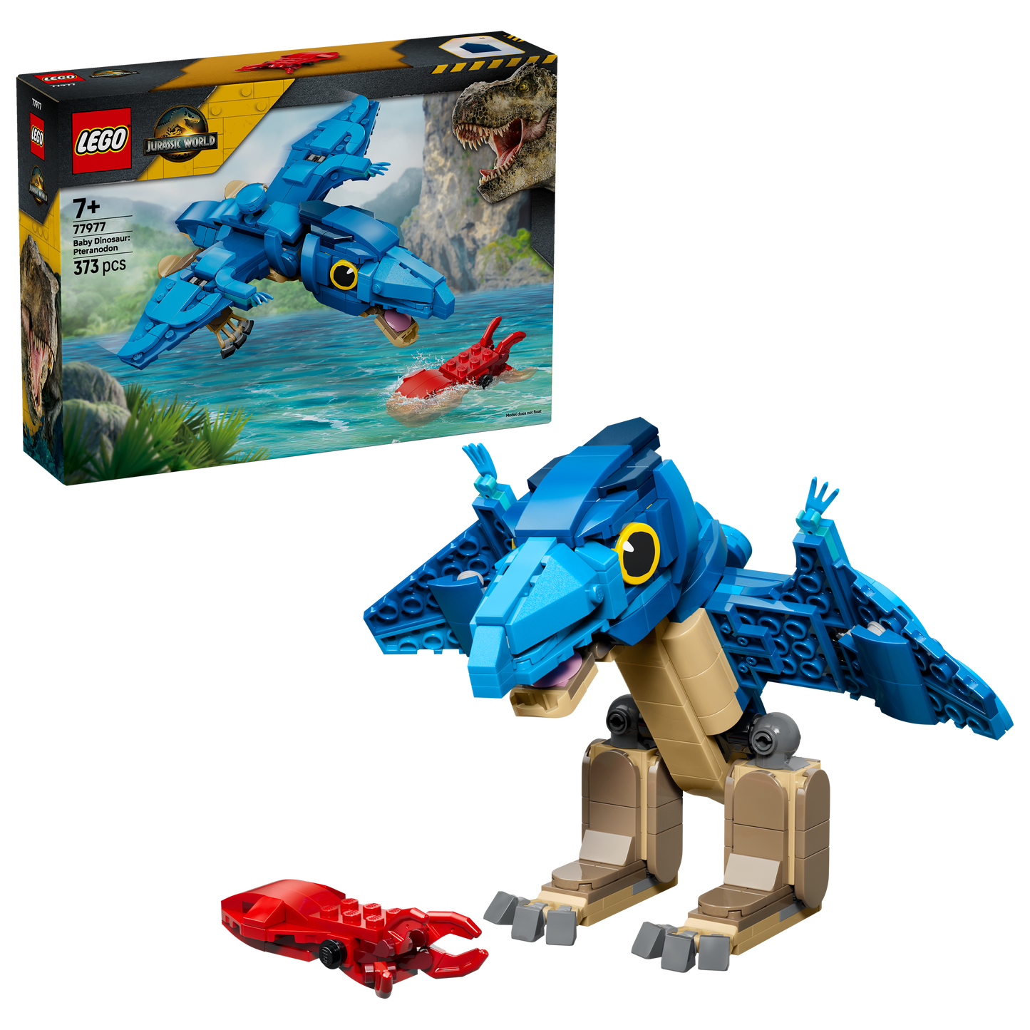 LEGO Jurassic World Babydinosaurus Pteranodon - Dinosaurus Speelgoed voor Kinderen vanaf 7 Jaar - Verstelbare Dino en Inktvis - Schattige Kinderkamer Decoratie - Cadeau voor Jongens en Meisjes 77977