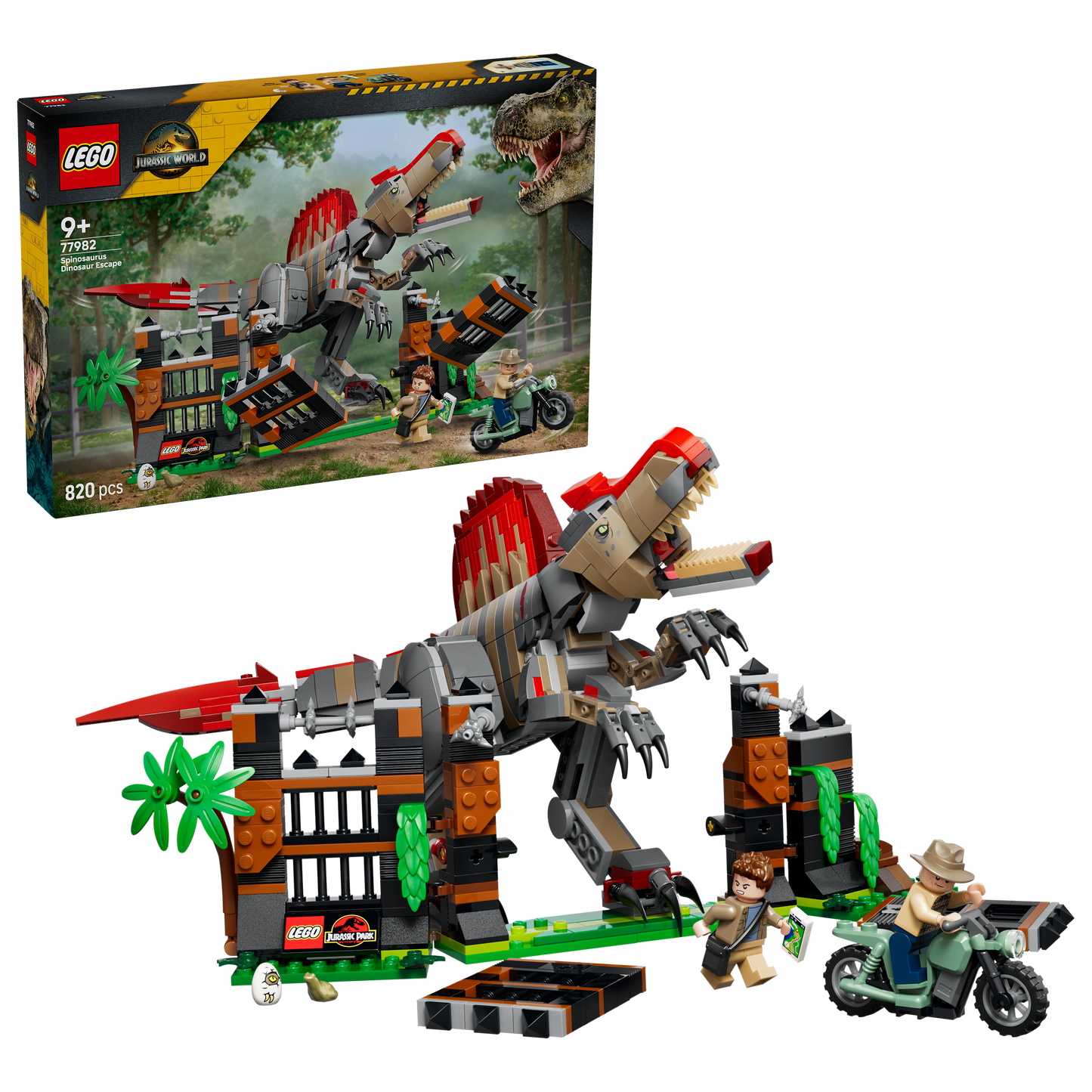 LEGO Jurassic World Spinosaurus Ontsnapping - Dinosaurus Speelgoed voor Kinderen Vanaf 9 Jaar - Bouwpakket met Verstelbare Dino en 2 Minifiguren - Decoratie - Cadeau voor Jongens en Meisjes 77982