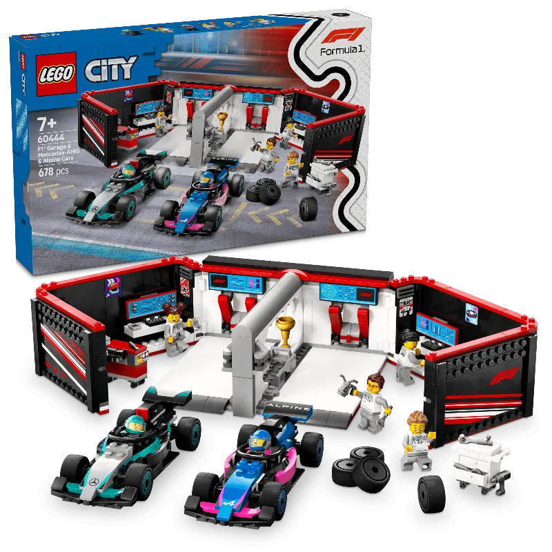 LEGO Pitbox mit Mercedes AMG und Alpine F1 Autos 60444 City