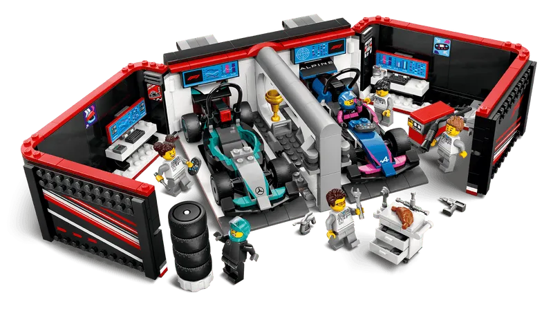LEGO Pitbox mit Mercedes AMG und Alpine F1 Autos 60444 City